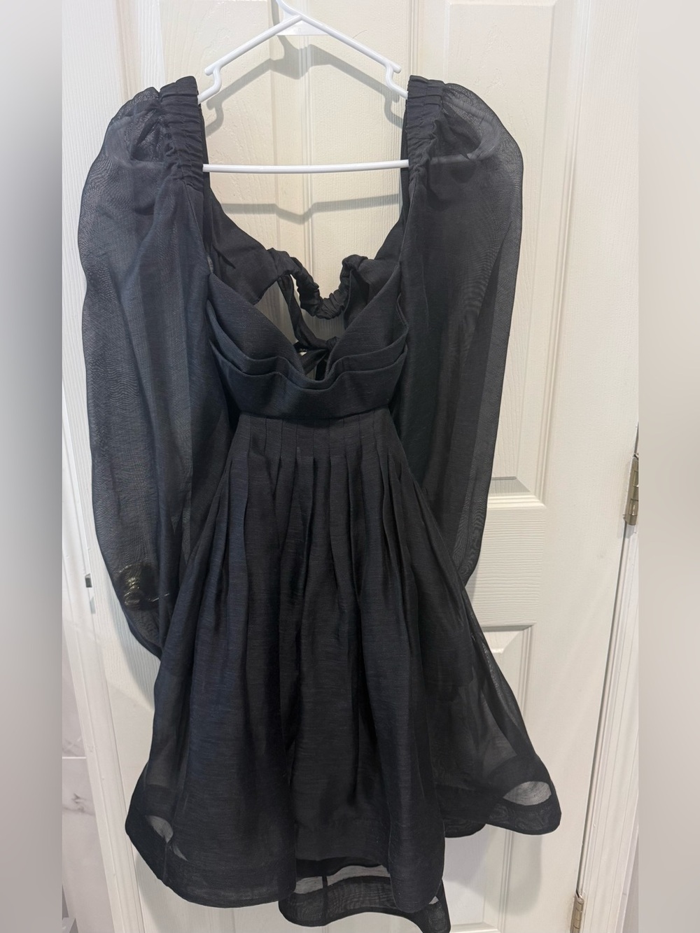 Zimmermann Black Puff-Sleeve Mini Dress